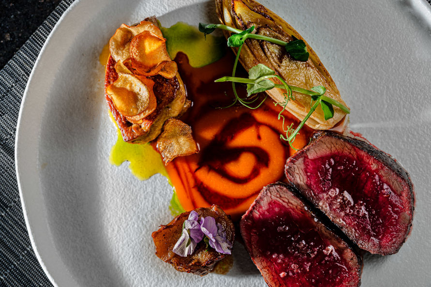 venison Ho farms sunchoke, endive, foie gras, yuzu long pepper sauce